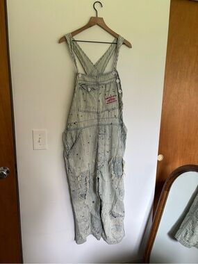 Magnolia Pearl Blue and Cream Striped Painter's Overalls